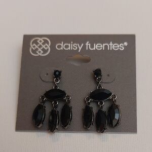 Daisy Fuentes Black Dangle Pierce Earrings NWT